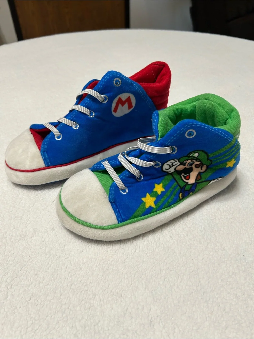 Toddler Blue & Green Character High-Top Slippers - Soft Casual Play Shoes